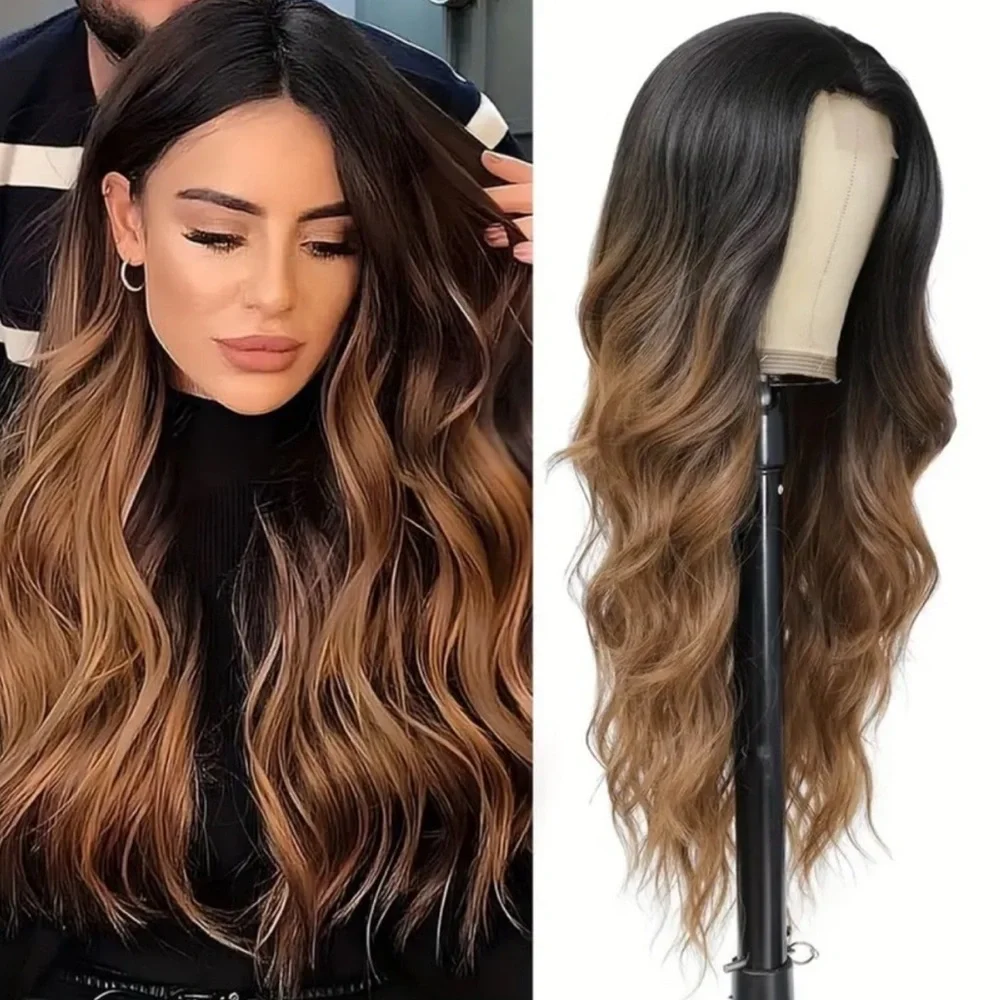 New 26” Ombre Brown Body Wavy Wig *NEW^